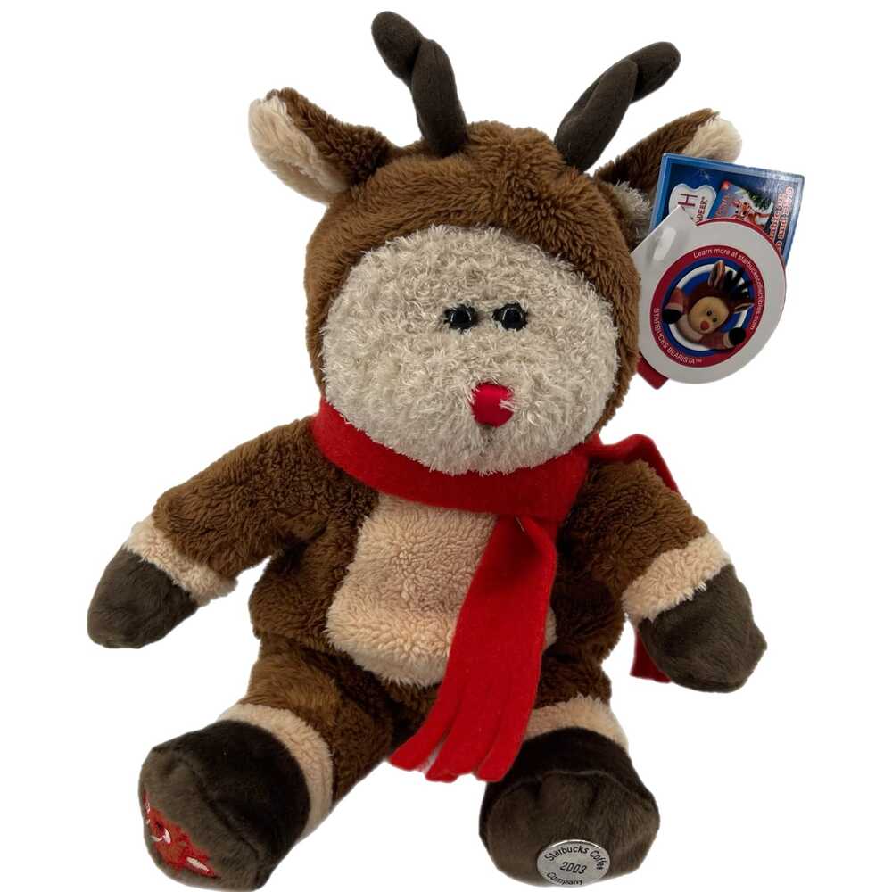 Starbucks Brown Red Stuffed Animal Bearista Rudolph Plush 12”